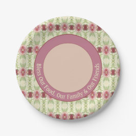 Rosy Pink Decorative Floral Pappteller