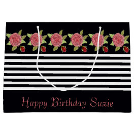 Rosy Pink Floral Große Geschenktüte