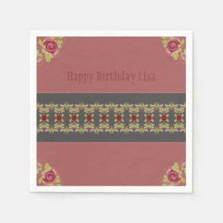Rosy Pink Floral Serviette