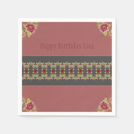 Rosy Pink Floral Serviette (Vorderseite)