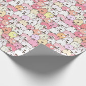 Rosy Pink gestackte Hunde Geschenkpapier (Ecke)