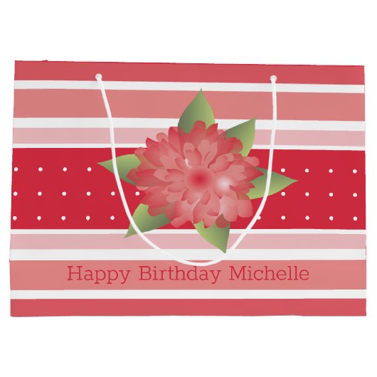 Rosy Pink Stripe Große Geschenktüte (Rückseite)