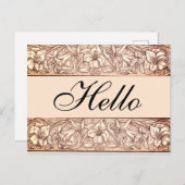 Rosy Pink Vintag Floral Hallo Postkarte (Vorne/Hinten)