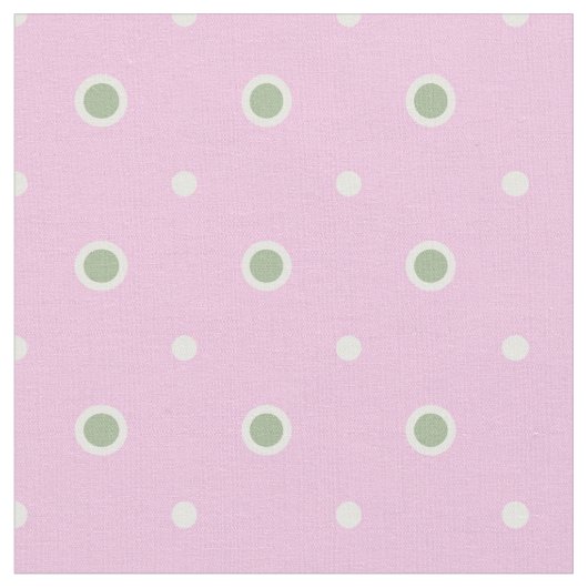 Rosy Posy Green und White Polka Dot auf rosa Stoff (Nahaufnahme)
