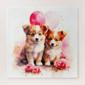 Rosy Puppy Liebe Watercolor Puzzle (Vertikal)