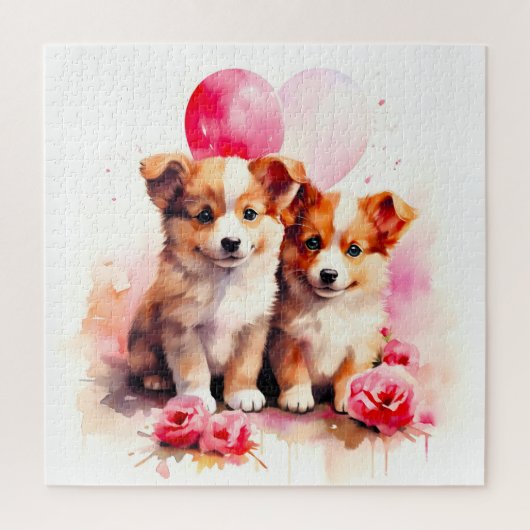Rosy Puppy Liebe Watercolor Puzzle (Vertikal)