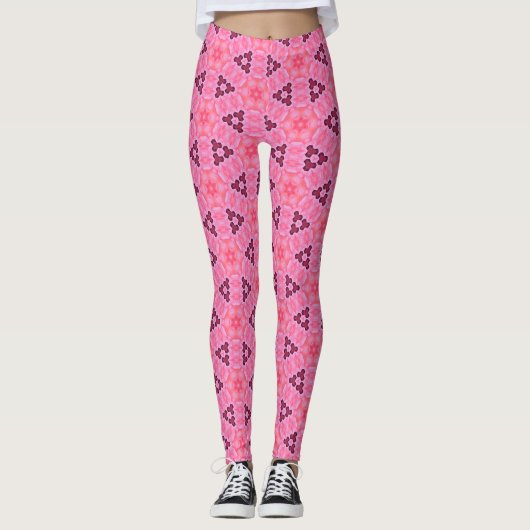 Rosy Radiance Floral Geometric Seamless Pattern Leggings (Vorderseite)