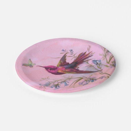 Rosy Red Hummingbird Pappteller (Schrägansicht)