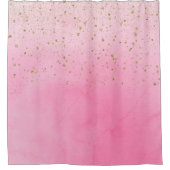 Rosy Rose Rosa & Gold Glitzer Glam Funkelnd Chic Duschvorhang (Vorderseite)