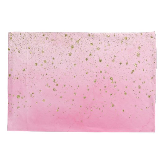 Rosy Rose Rosa & Gold Glitzer Glam Funkelnd Chic Kissenbezug (Rückseite)