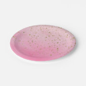 Rosy Rose Rosa und Gold Glitzer Brautparty Party Pappteller (Schrägansicht)