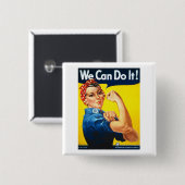Rosy the Riveter T Shirt - Wir können es tun Button (Vorne & Hinten)