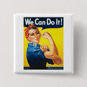 Rosy the Riveter T Shirt - Wir können es tun Button (Vorderseite)