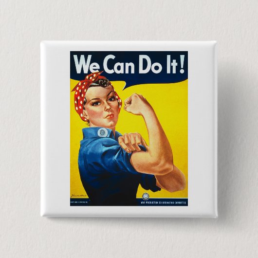 Rosy the Riveter T Shirt - Wir können es tun Button (Vorderseite)