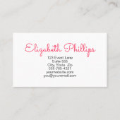 Rosy Watercolor Swirl Event Planner Beruflich Visitenkarte (Rückseite)