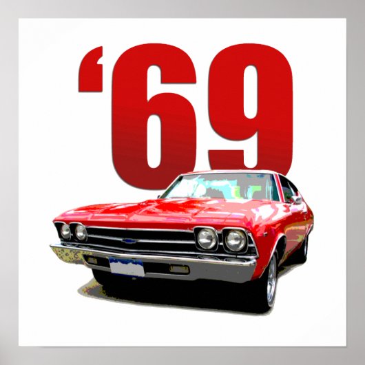 Rot 1969 Chevelle Coupe Frontansicht. Poster (Vorne)