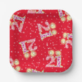 Rot 21. Geburtstag Pappteller (Vorderseite)