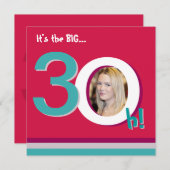 Rot 30. großes 3-Oh! Einladung (Vorne/Hinten)