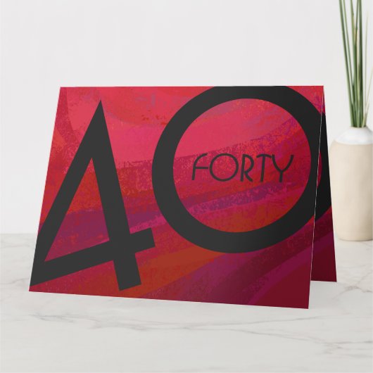 Rot 40 Dekade Geburtstag Karte (Vorderseite)