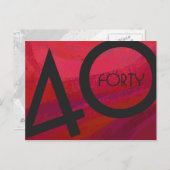 Rot 40 Dekade Geburtstag Postkarte (Vorne/Hinten)