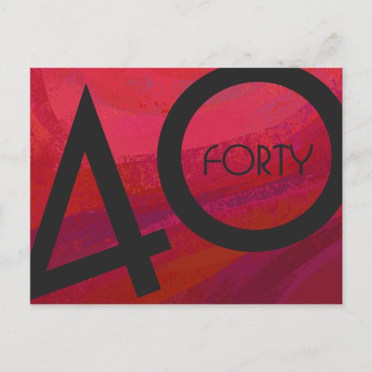 Rot 40 Dekade Geburtstag Postkarte (Vorderseite)