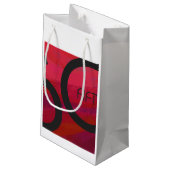 Rot 50 Dekade Geburtstag Kleine Geschenktüte (Rückseite Schrägansicht)