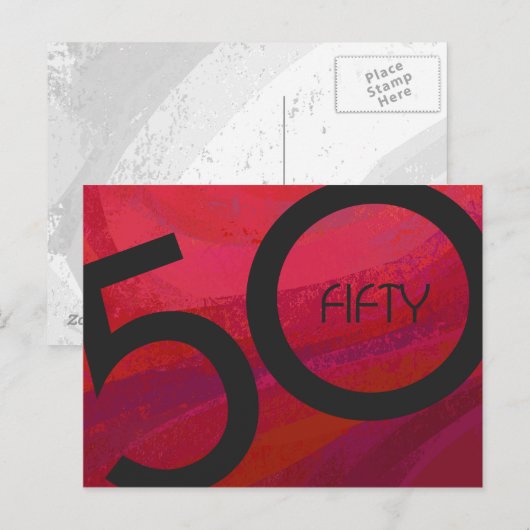 Rot 50 Dekade Geburtstag Postkarte (Vorne/Hinten)