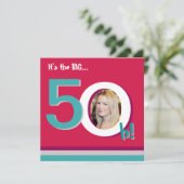 Rot 50. große 5-Oh! Einladung (Stehend Vorderseite)