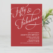 Rot 50 und üppige Einladungen zum Geburtstag (Stehend Vorderseite)