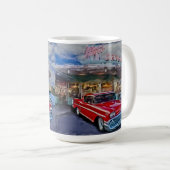 Rot 58 chevy am Autokino Kaffeetasse (VorderseiteRechts)