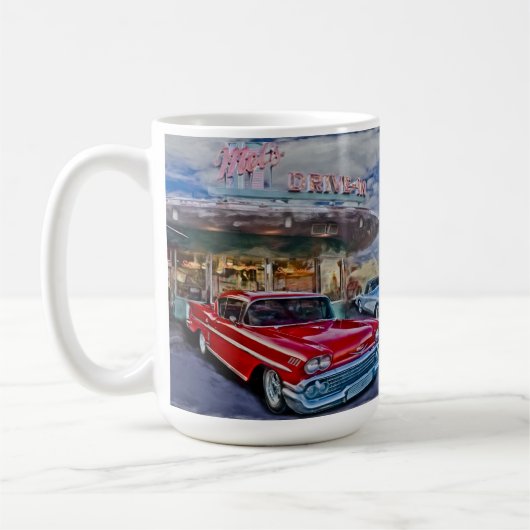 Rot 58 chevy am Autokino Kaffeetasse (Links)