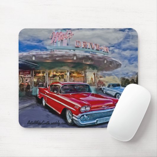 Rot 58 chevy am Autokino Mousepad (Mit Mouse)