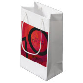 Rot 70 Dekade Geburtstag Kleine Geschenktüte (Rückseite Schrägansicht)