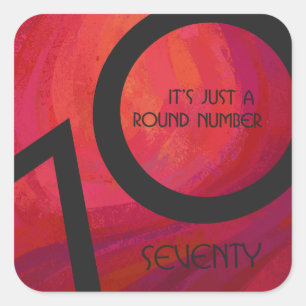 Rot 70 Dekade Geburtstag Quadratischer Aufkleber