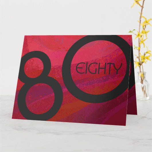 Rot 80 Dekade Geburtstag Karte (Gelbe Blume)
