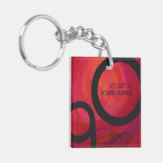 Rot 90 Dekade Geburtstag Schlüsselanhänger (Vorderseite links)