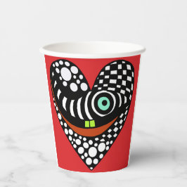 Rot, abstraktes Herz rot Pappbecher