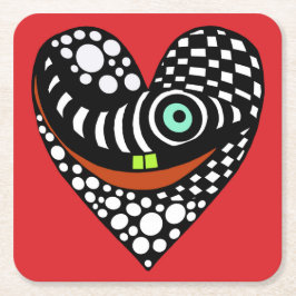 Rot, abstraktes Herz rot Rechteckiger Pappuntersetzer