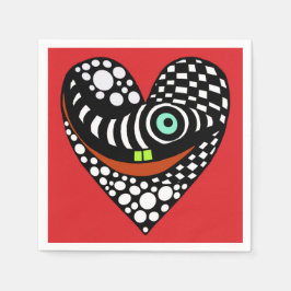 Rot, abstraktes Herz rot Serviette