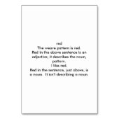 Rot als Adjektiv, benutzerdefinierte Lesekarten Tischnummer (Rückseite)