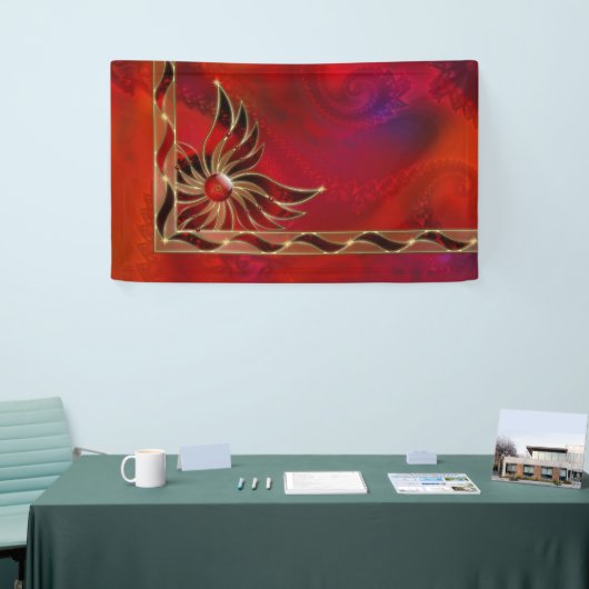 Rot als die Flammen-Fahne Banner (Messeveranstaltung)