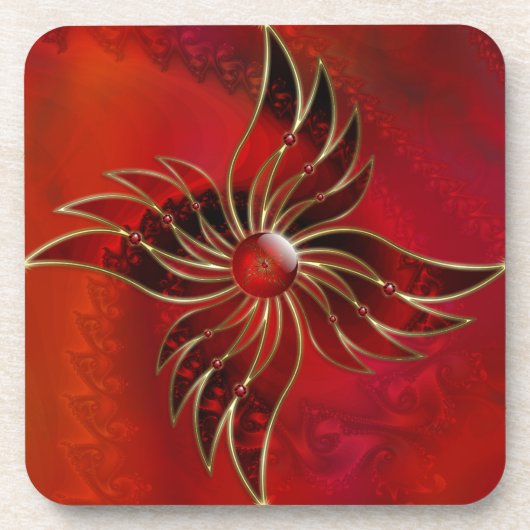 Rot als Flammenkork-Untersetzer Untersetzer (Vorderseite)