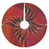 Rot als Flammenspieß Polyester Weihnachtsbaumdecke (Vorderseite)