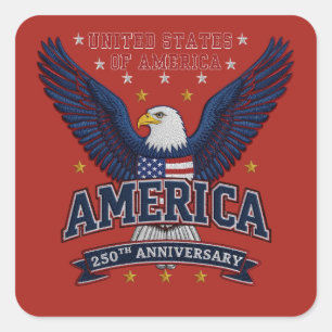 Rot-Amerika 250. Jahrestag Patriot Eagle Quadratischer Aufkleber