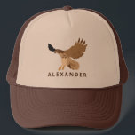 Rot-Angebundener Falke im Flug personalisiert Truckerkappe<br><div class="desc">Dieser Baseballmütze- oder Fernlastfahrerhut kennzeichnet eine Illustration eines rot-angebundenen Falken im Flug und in Ihrer eigenen Namens- oder kurzen Mitteilung. Finden Sie koordinierenthemenorientierte Geschenke und Produkte der falken in der Falke-und Amsel-Sammlung von den Sternchen-Entwürfen.</div>