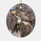 Rot-angebundener Falke Keramik Ornament (Links)