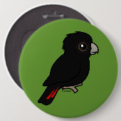 Rot-angebundener schwarzer Cockatoo Button (Vorne & Hinten)