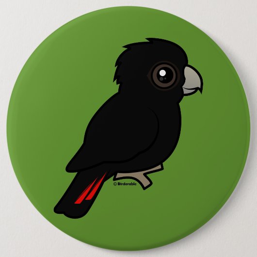 Rot-angebundener schwarzer Cockatoo Button (Vorderseite)
