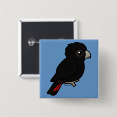 Rot-angebundener schwarzer Cockatoo Button (Vorne & Hinten)