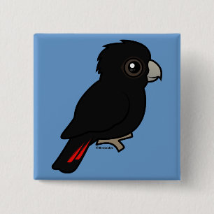 Rot-angebundener schwarzer Cockatoo Button